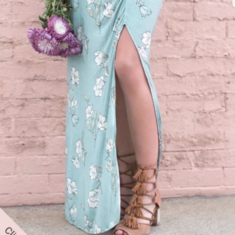 Last 1! (S) Mia Joy Charlotte sea-glass maxi skirt - Picture 2 of 4